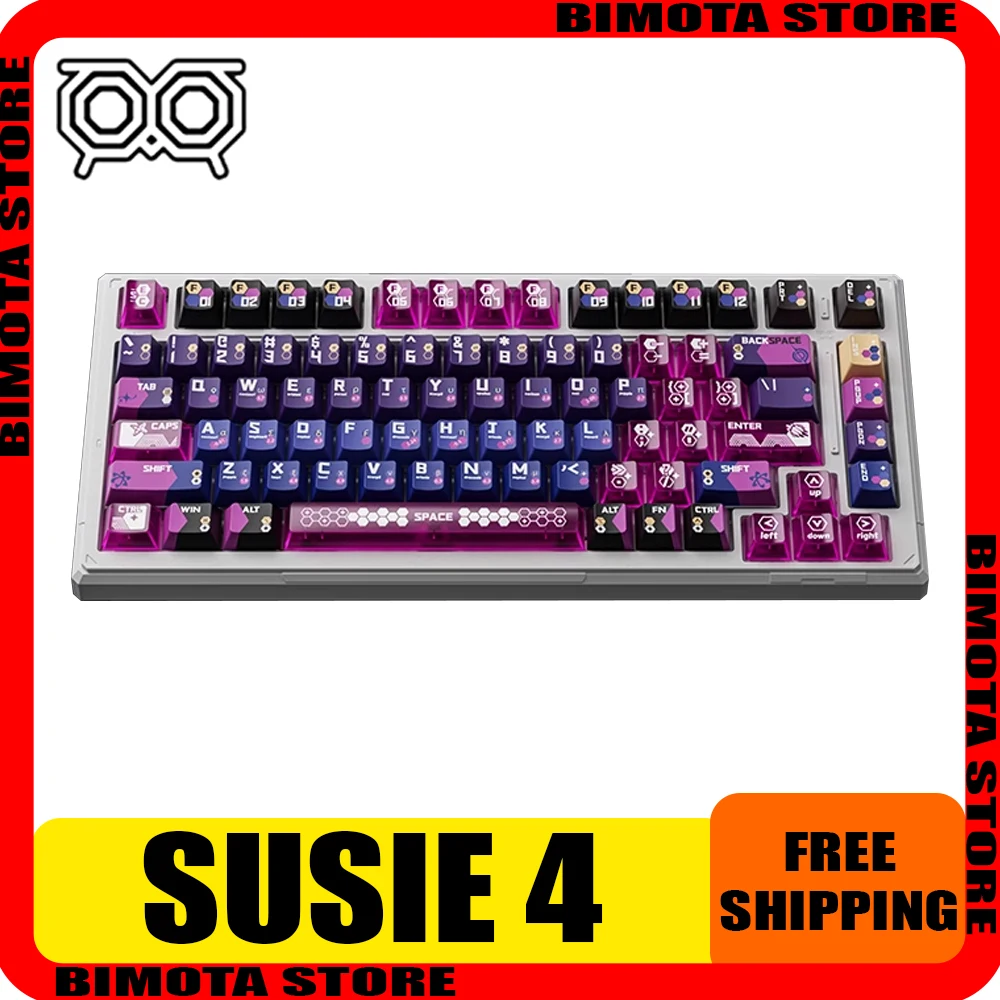 Jianshangjia Susie4 Mechanical Keyboard Three Mode Gasket RGB 8000mAh Wireless Gaming Keyboard Ergonomics PC Gamer Accessories