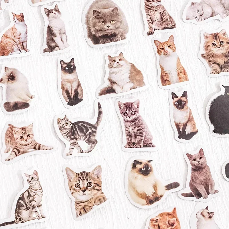 45pcs Kawaii Cats Stickers Cute Cartoon Notebook Planner Index Label Tags Korean Stationery Envelopes Sealing Stickers Office