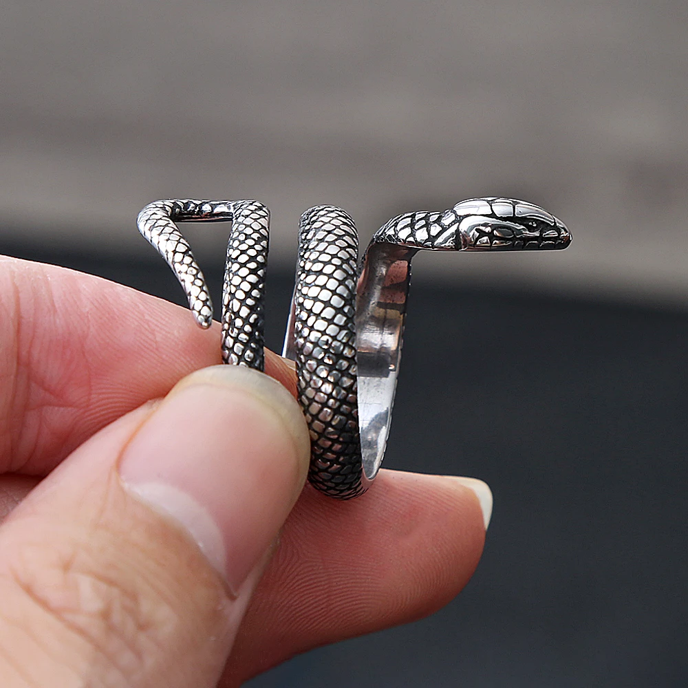 Fashion Vintage 316L Stainless Steel Snake Rings For Men Women Punk Cool Animal Ring Party Couple Amulet Jewelry Gifts Wholesale