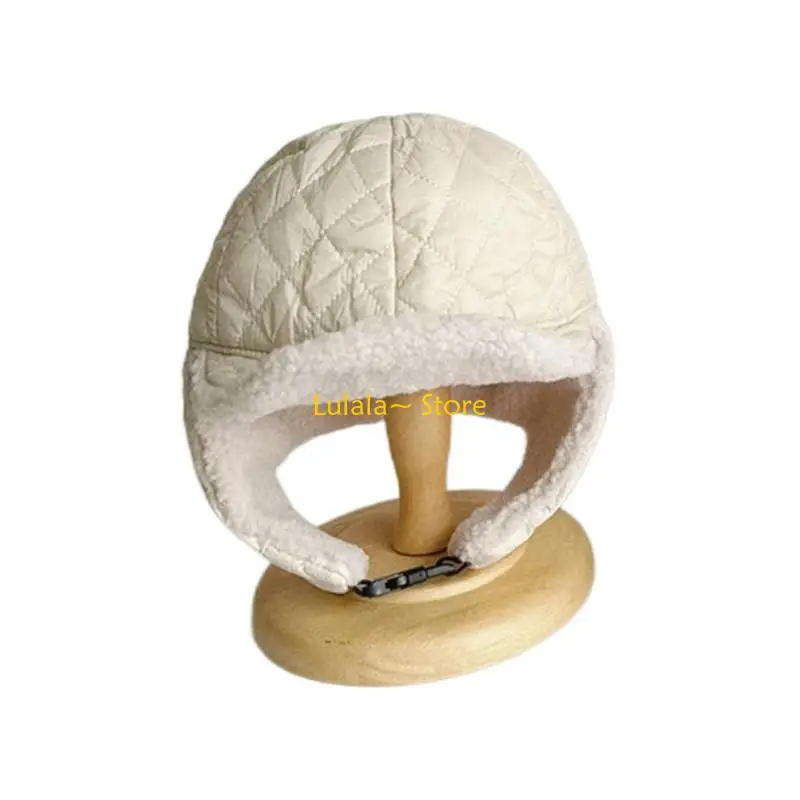 Y4QA Autumn Winter Baby Hat for Boys Girls Thicked Warm Bonnet Windproof Ear Protections Caps with Buckle Chin Strap