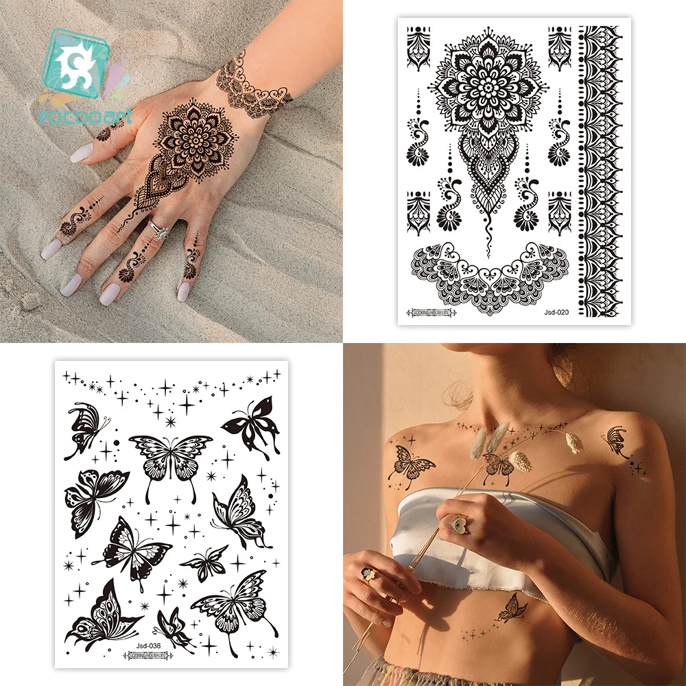 Size:158*120mm New Butterfly Tattoo Plain Flower Sexy Finger Collarbone Dark Waterproof Temporary Tattoo Sticker