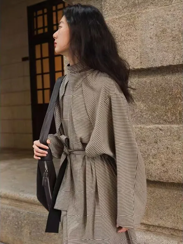 

Faionable Autumnal Women's Coat with Splicing Design Large Size Ele Sle Commute Loose Fit High Waist Long Sve