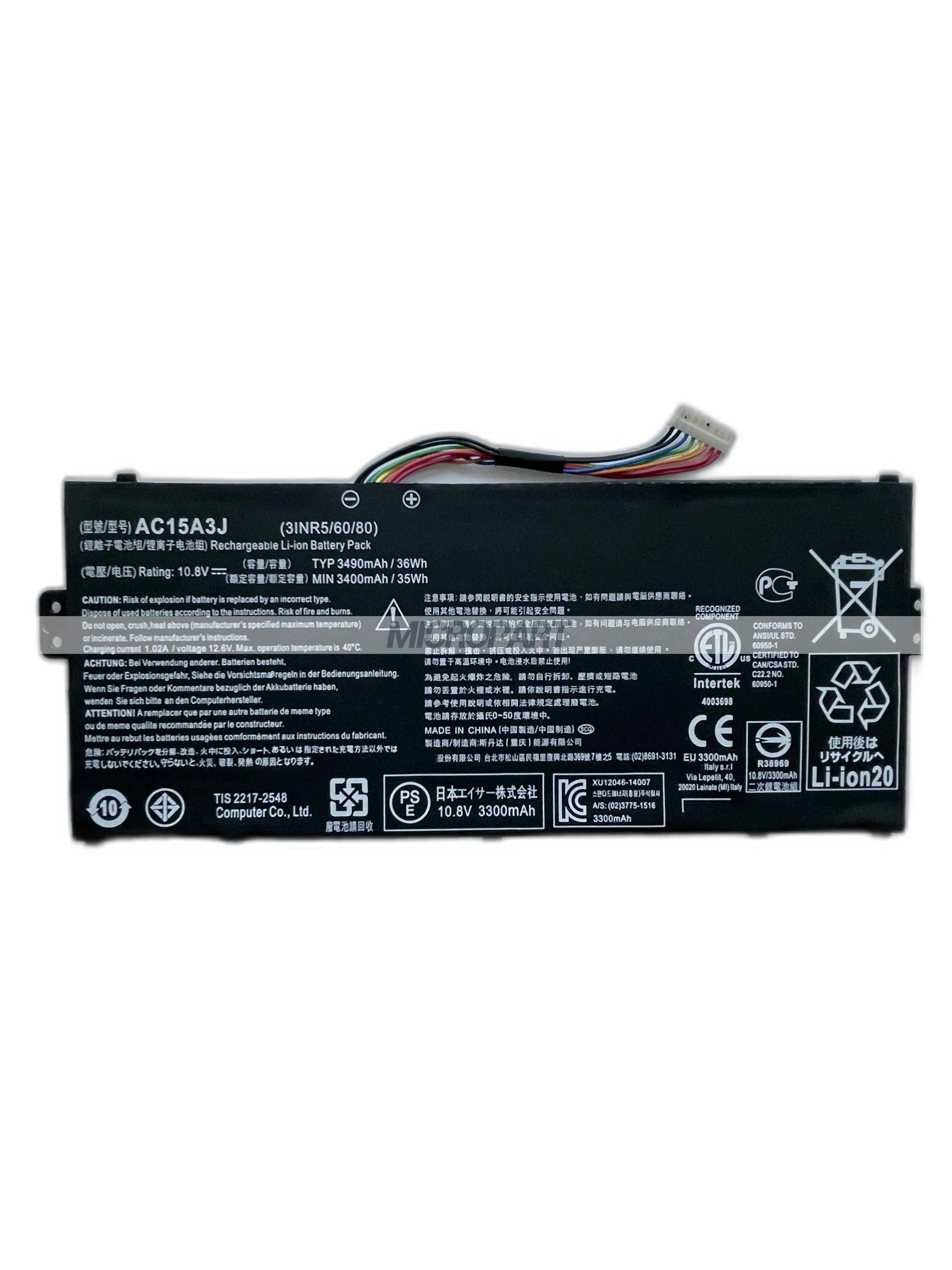 Imagem -02 - Li-ion-bateria Substituição para Acer Laptop Ac15a3j Chromebook 11 Cb3131 Chromebook 11 Cb5-132t 10.8v 36wh Longa Duração da Bateria