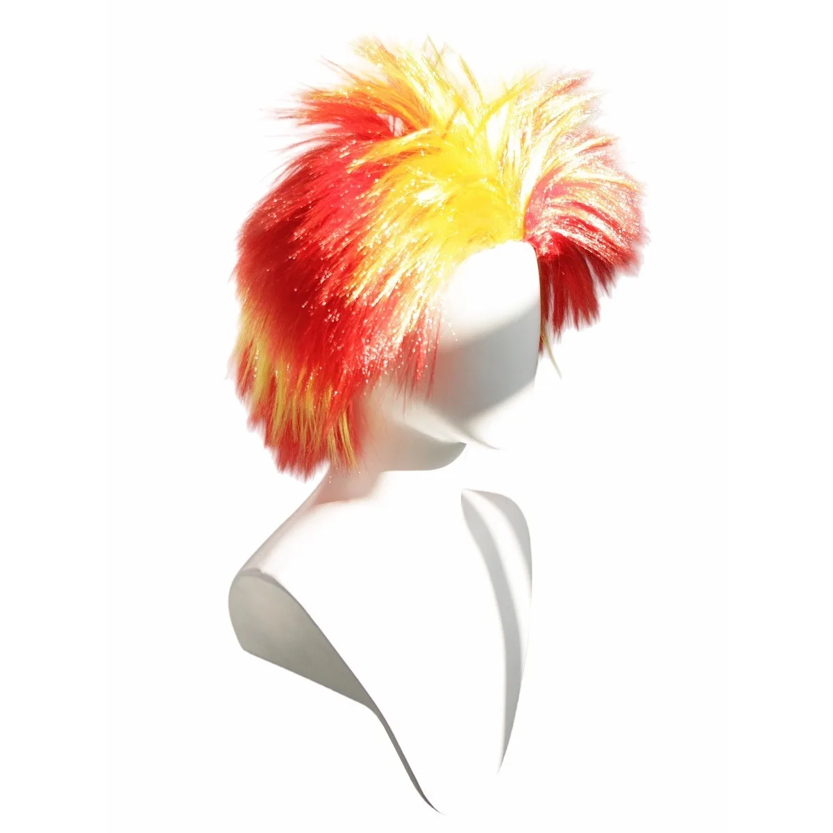 Anxin Brand Synthetic Fiber Wigs: Yellow and Red Spanish National Team Football Party Wigs, Cheerleading Fan Colorful Hair Wigs, with Smooth and Shiny Hair Strands, Suitable for Various Events - view 3