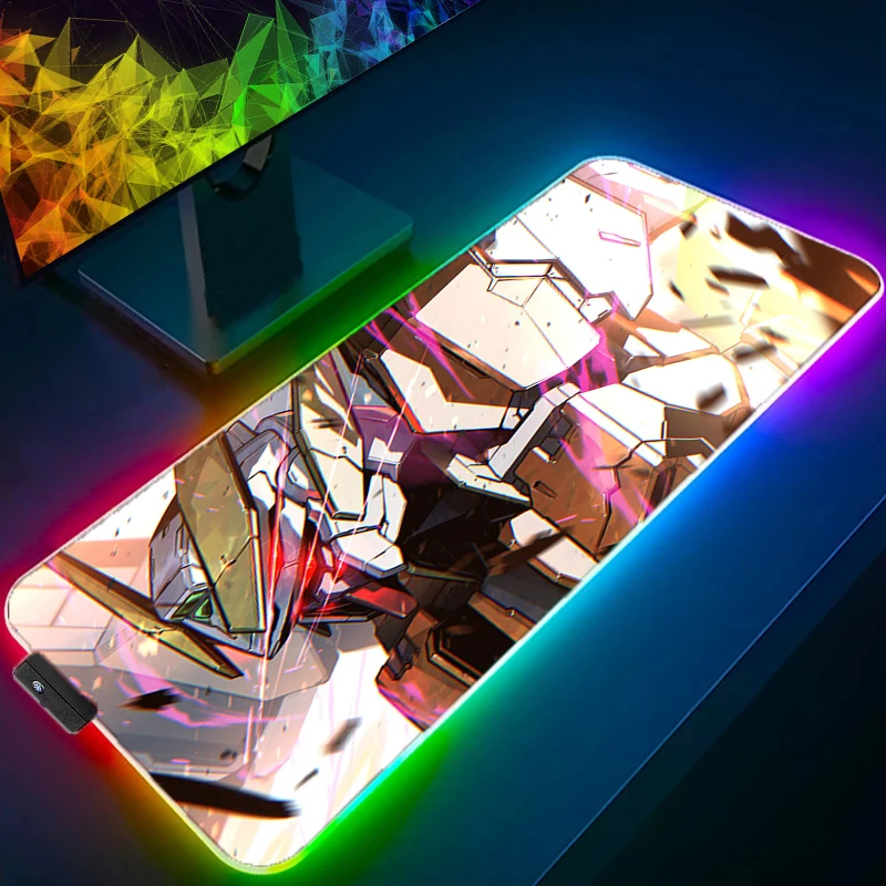 

RGB LED Mouse Pad Mousepad Computer M-mechanical W-warrior G-gundam Keyboard Pad Mouse Mat Gamer Soft Table Mat Desktop Mat