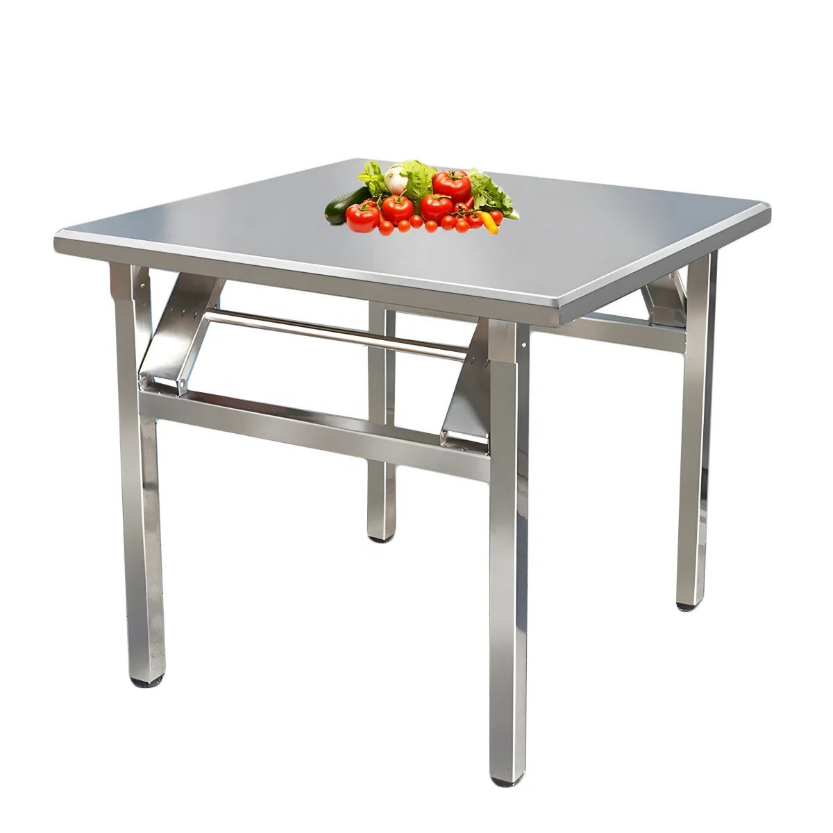 Portable Folding Table 6ft Stainless Steel Rectangular Outdoor Furniture Foldable Banquet Catering Dining Camping Wedding Tables