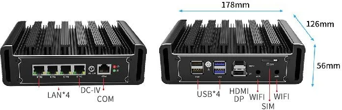 جهاز توجيه ناعم لسطح المكتب DDR4 صندوق الكمبيوتر على متن J6413 4 * LAN عرض كمبيوتر صغير #3