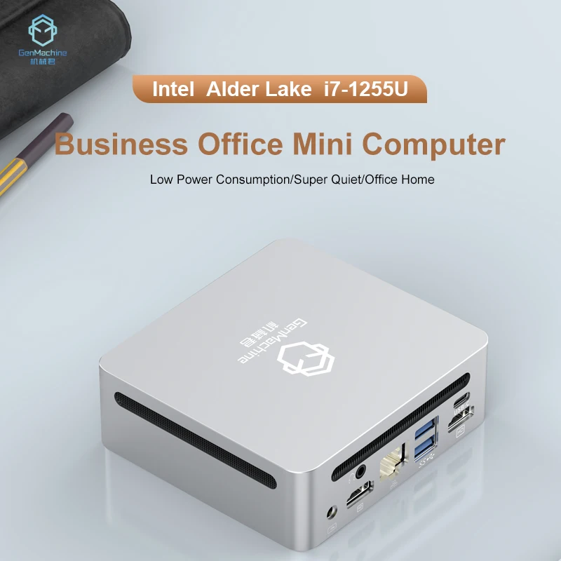 Genmachine Nuovo Ren12 i7-1255U Mini PC 1,7 GHz fino a 4,7 GHz Supporto CPU M.2 DDR4 WIFI6 Win11 i7 1255U pc gamer Doppia porta Ethernet