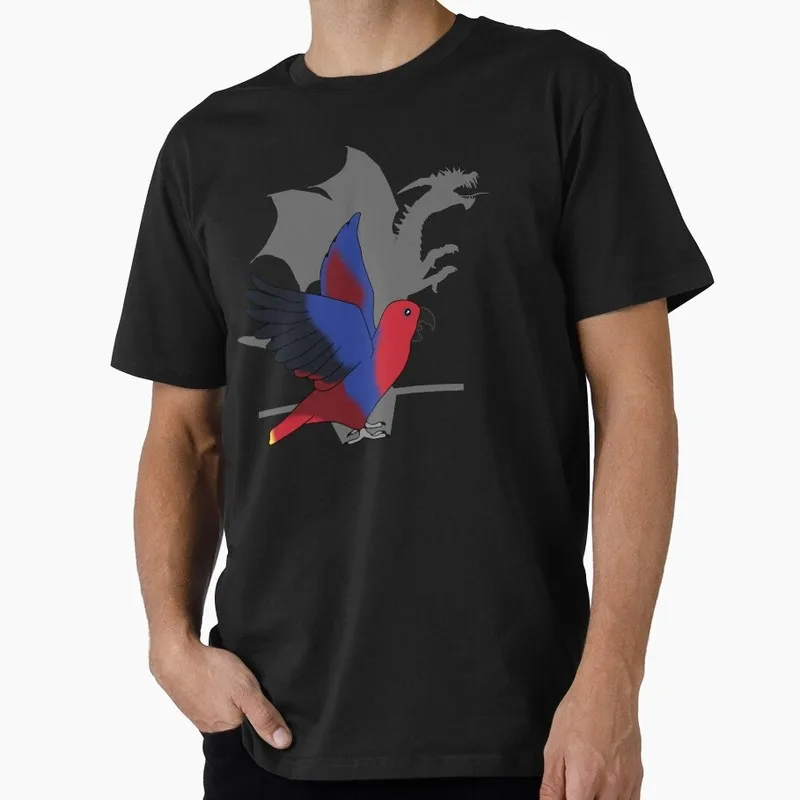 Female Eclectus Dragon Shadow 0730 Funny Cockatiel Gift T-shirt Birds T-Rex Shadow Graphic Clothes All Size Tops Unisex Tee S-6X