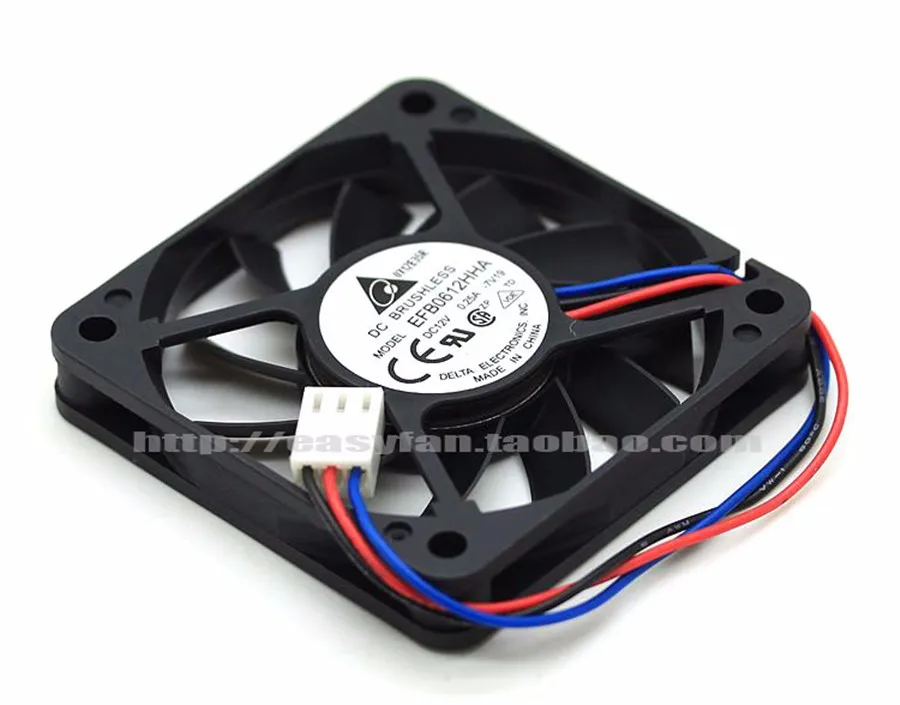 Imagem -04 - Delta-placa Gráfica Ventilador de Refrigeração Caixa do Computador Efb0612hha 6010 60x60x10 mm 12v 025a com 3pin 4pin Pwm