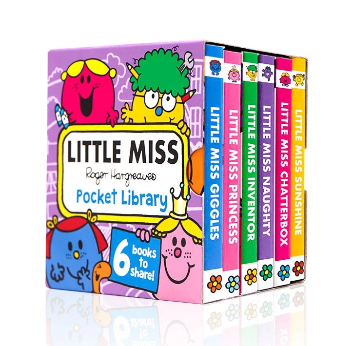 

6 Books Mr. Men Little Miss Pocket Library Daily Life Early Education Picture Storybook Cartoon Mini Palm Board Book 9.5*9.3CM