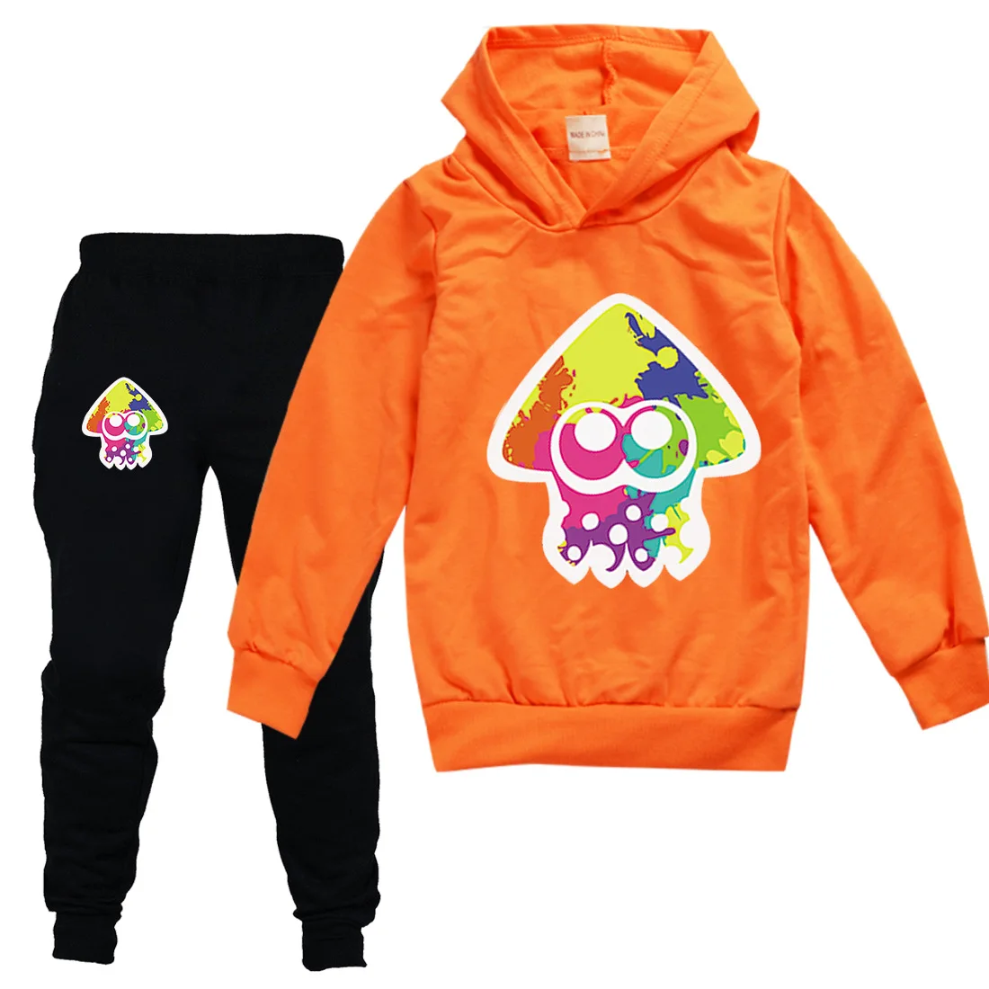 Game Splatoon 2 Hoodie Kids Sweatshirt +jogging Pants 2pcs Sets Boys Cartoon Octopus Tracksuit for Teenager Girls Casual Clothes