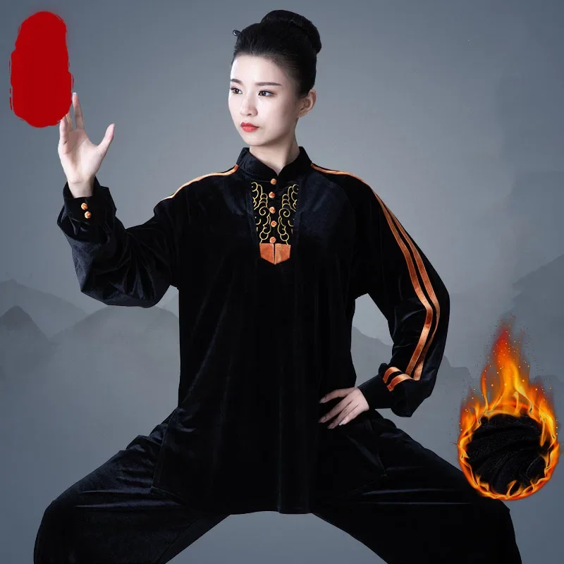 Winter Velvet Kung Fu Tai Chi Clothing Thicken Martial Arts Clothes Taijiquan Wushu Uniform Wing Chun Warm Multicolor 2022