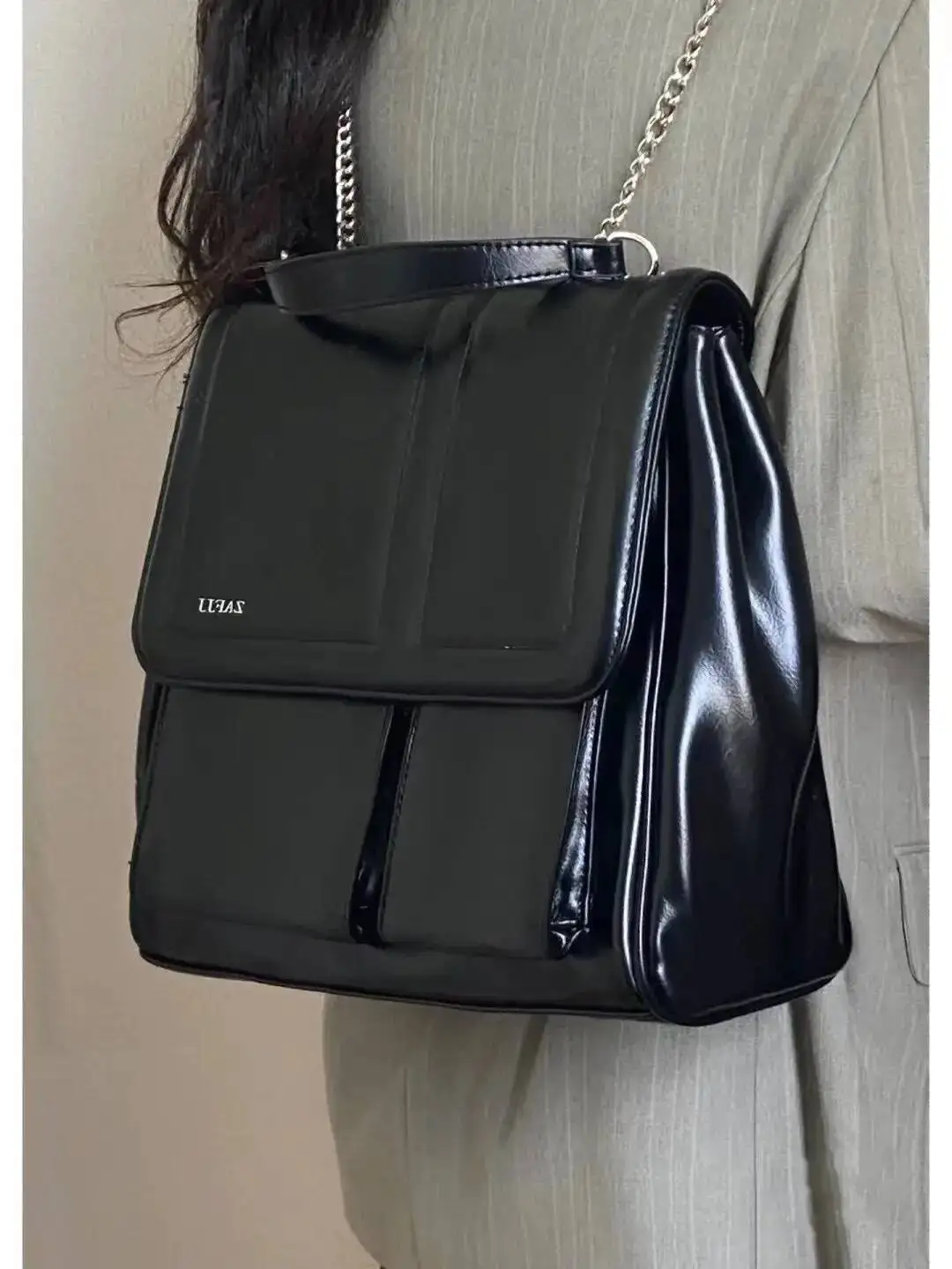 

Bloom Black Leather Crossbody Women 2023 Large Capacity Y2k Mochila Ladies Vintage Solid Messenger Bag Backpcks Aesthetic