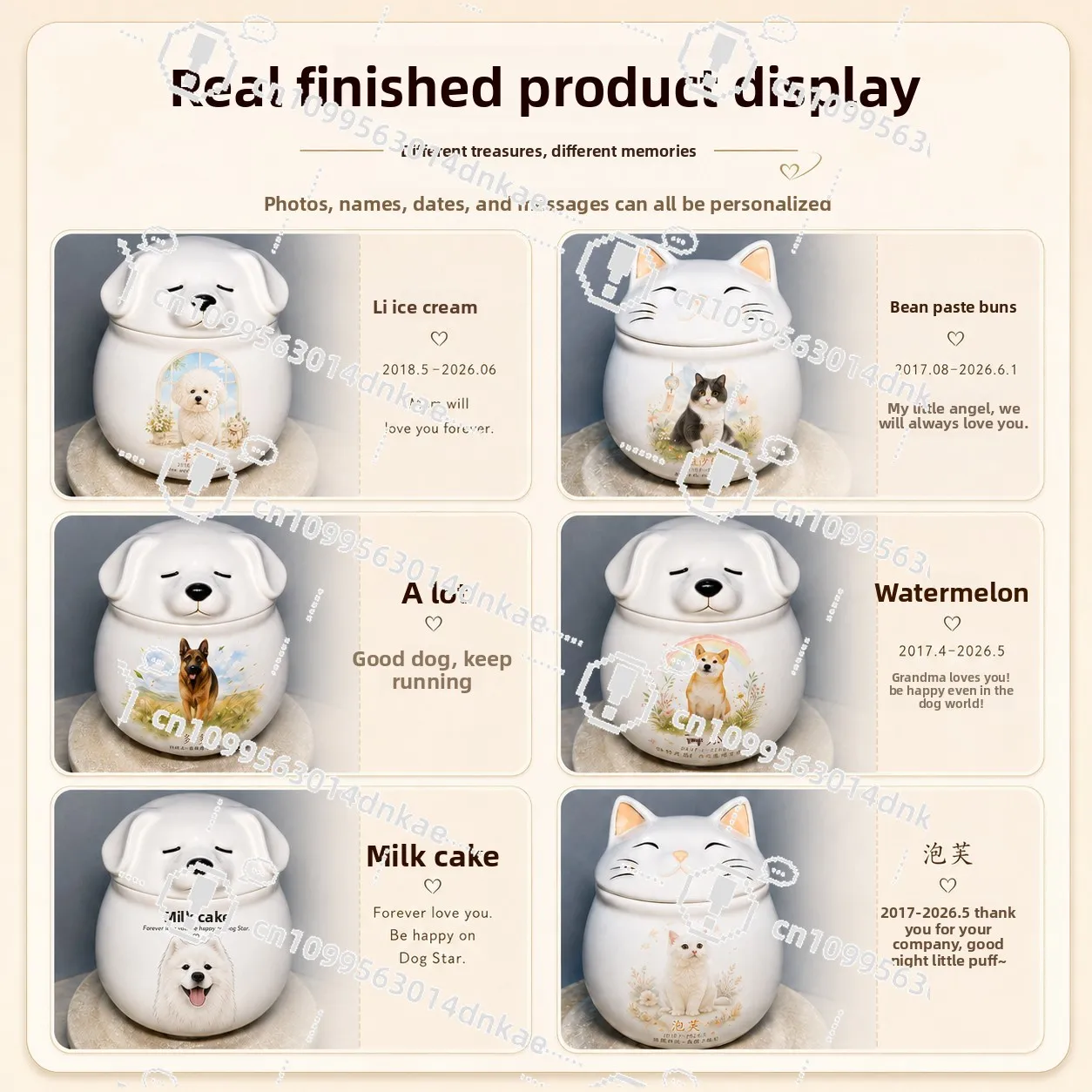 Pet Bone Box Dog Ceramic Large Dog Shape Custom Pattern Commemorative Bone Pot Sealed Moisture-proof