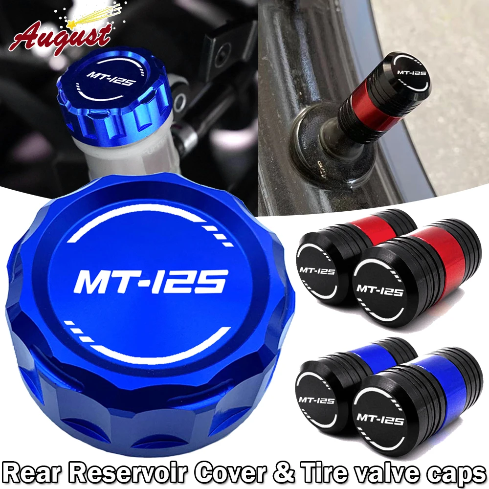 For Yamaha MT125 mt 125 MT-125 2008-2019 Motorcycle CNC Rear Brake Fluid Reservoir Cap Cylinder cover & Tire valve caps