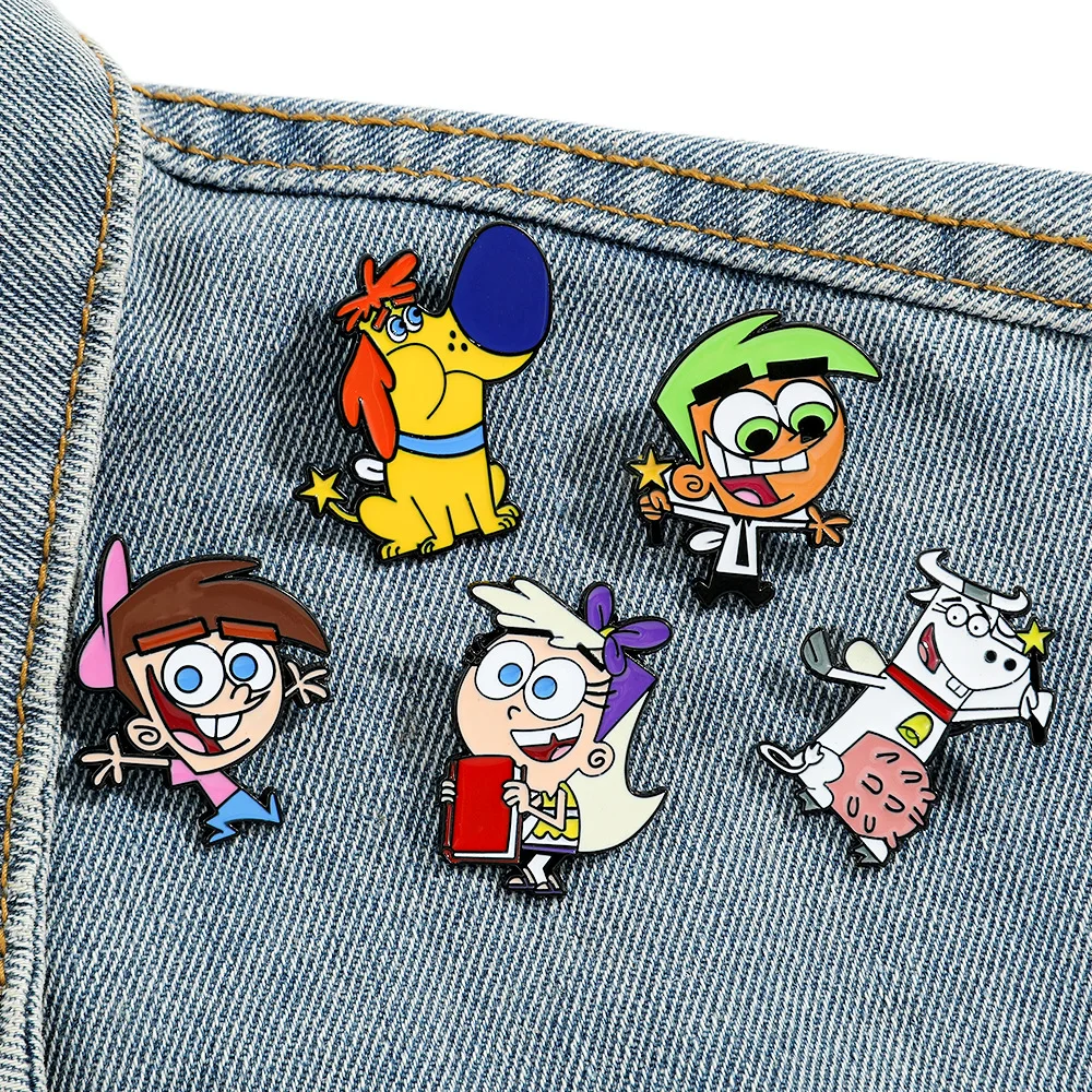 5pcs/set Cute Cartoon Animation Character Enamel Pins Funny Creative Hard Metal Brooches Backpack Lapel Badge Accessories Gifts