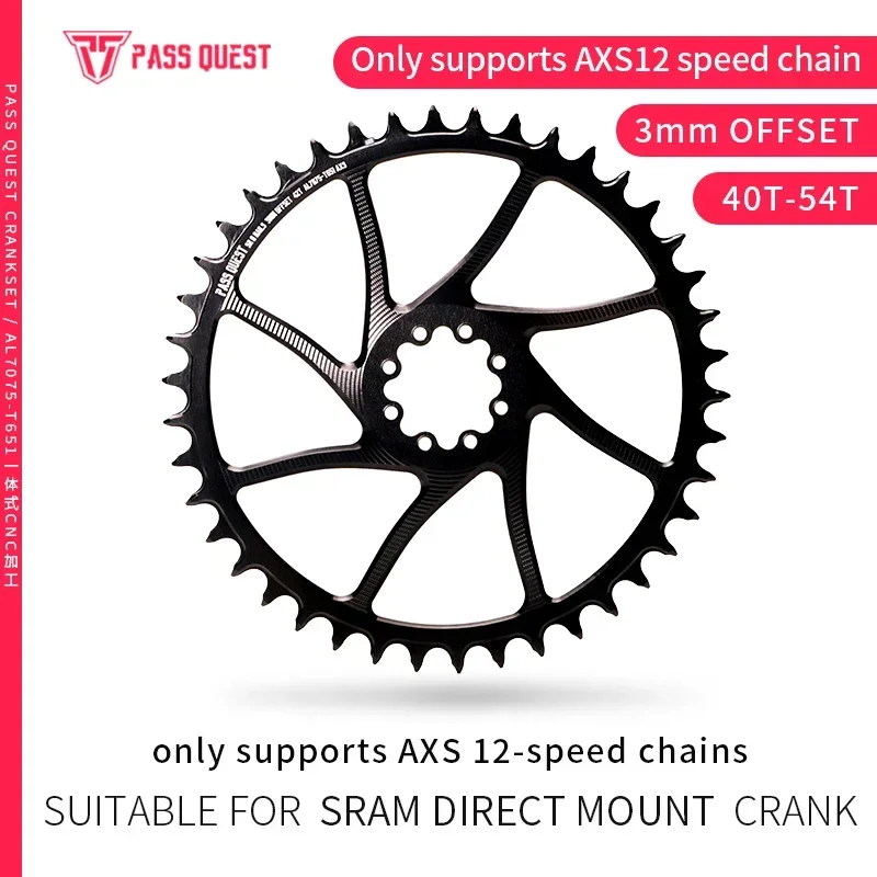 

PASS QUEST 8 Nails (3mm offset) Round Narrow Wide Chainring 40-54T for Force/AXS Bicycle Accessories