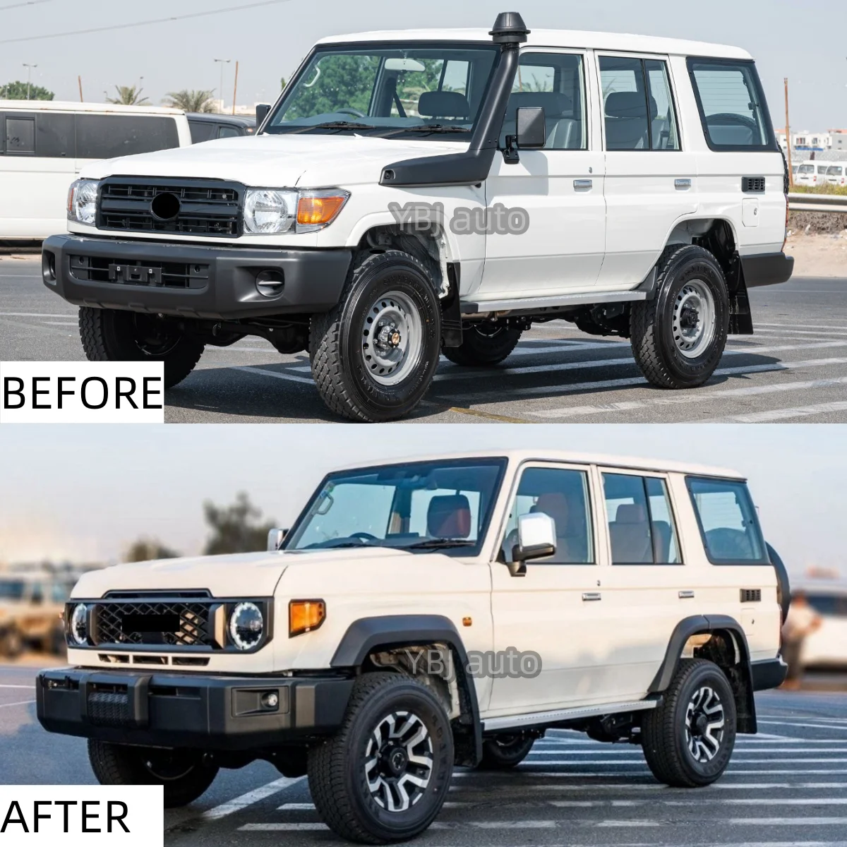 

YBJ Facelift for Land Cruiser LC70 Series 2007-2021 Upgrade to 2024 LC76 FJ79 2WD 4WD off Road Pick up SUV Body Kit