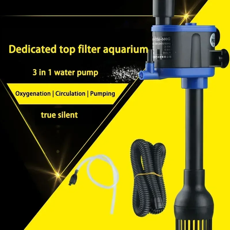 Aquarium 3 In1 Built-in Waterproof Oxygenation Circulation Filter Water Pump Fish Tank Accessories Water Pump Degreasing Film