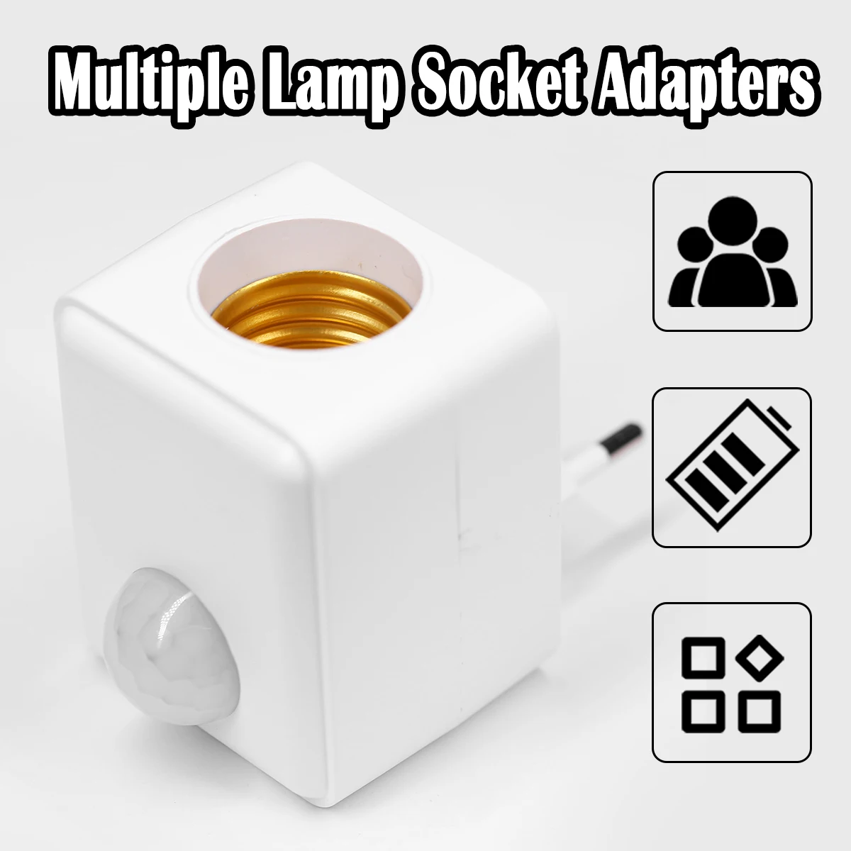 E27 Infrared Sensor Lamp Holder 220v Light Motion Pir Movement Plastic Plug Wiring No Bulb Base Radar Home Detector Us/eu/uk Led