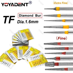 TF Type Fine/Extra Fine Dental Diamond Burs Dentistry Strawberries For High Speed Turbines Dia.1.6mm Dental Drill 10pcs/Pack