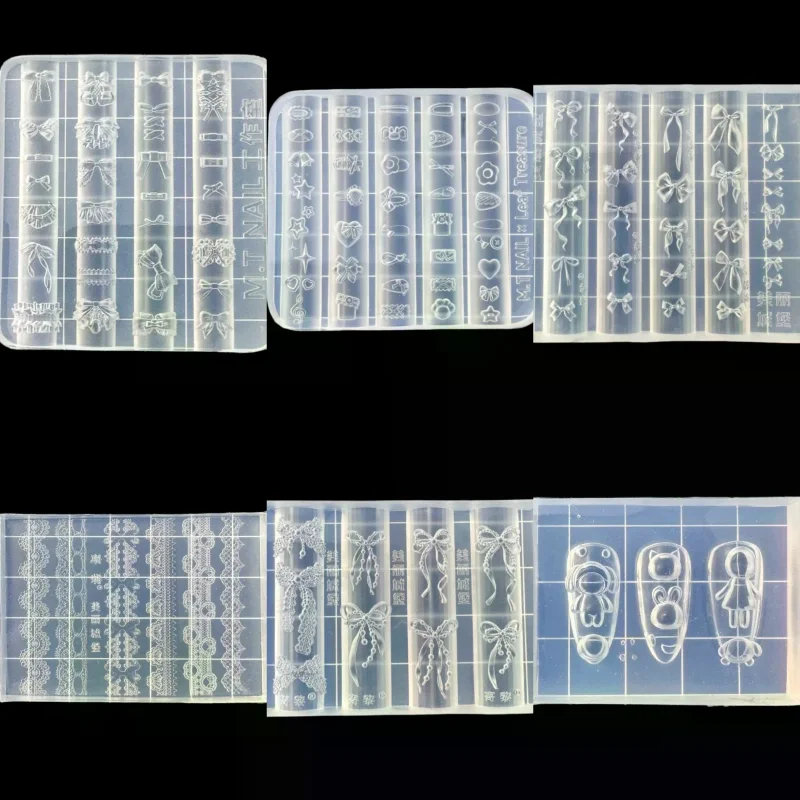 

Bowknot 3D Silicone Nail Mold Sweet Flower Heart Lace Transparent Nails Templates DIY Nail Art Decor Manicure Design Tool