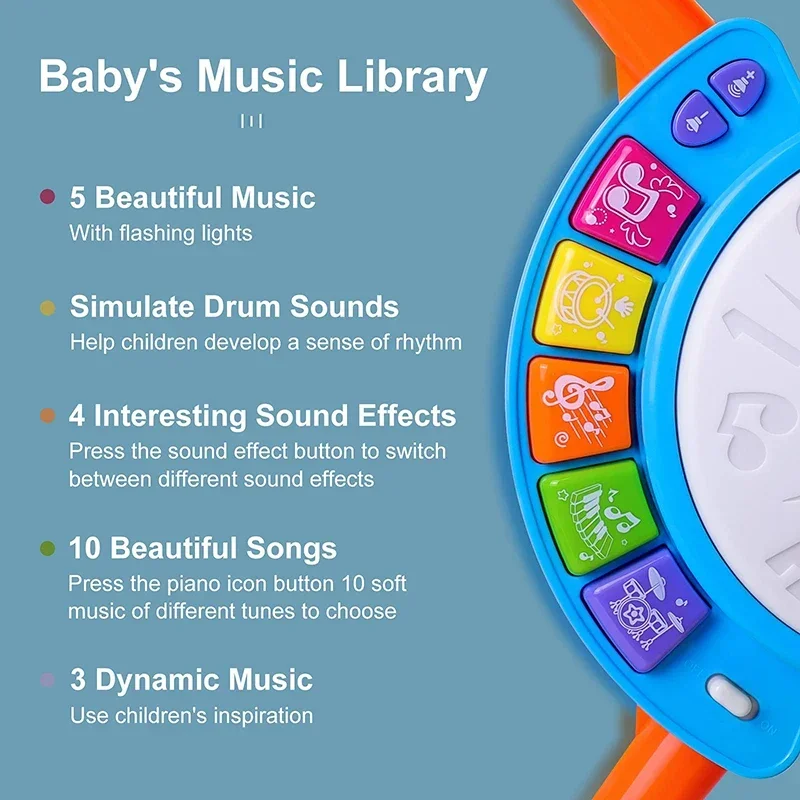 Set di batteria per bambini per bambini 1-3 strumenti musicali educativi per bambini giocattoli per bambini ragazza microfono attività di apprendimento regali