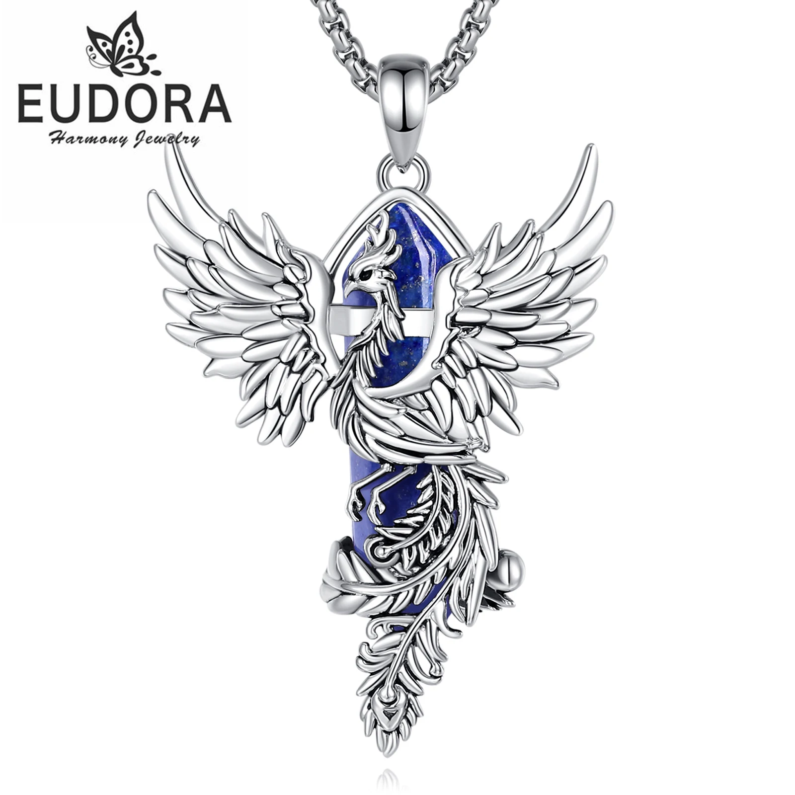 Eudora-Collier Prismatique Hexagonal Lapis Laztransistors, Pierre de Guérison Énergétique, Pendentif en Clip, Bijoux de Méditation, Cadeau pour Homme