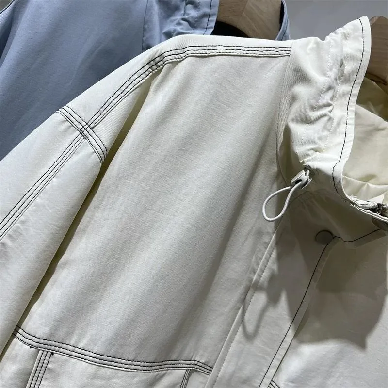 2025 الخريف نمط جديد الوقوف طوق موضة سترة العمل غير رسمية المرأة الكورية نمط فضفاض تنوعا سترة غير رسمية العصرية