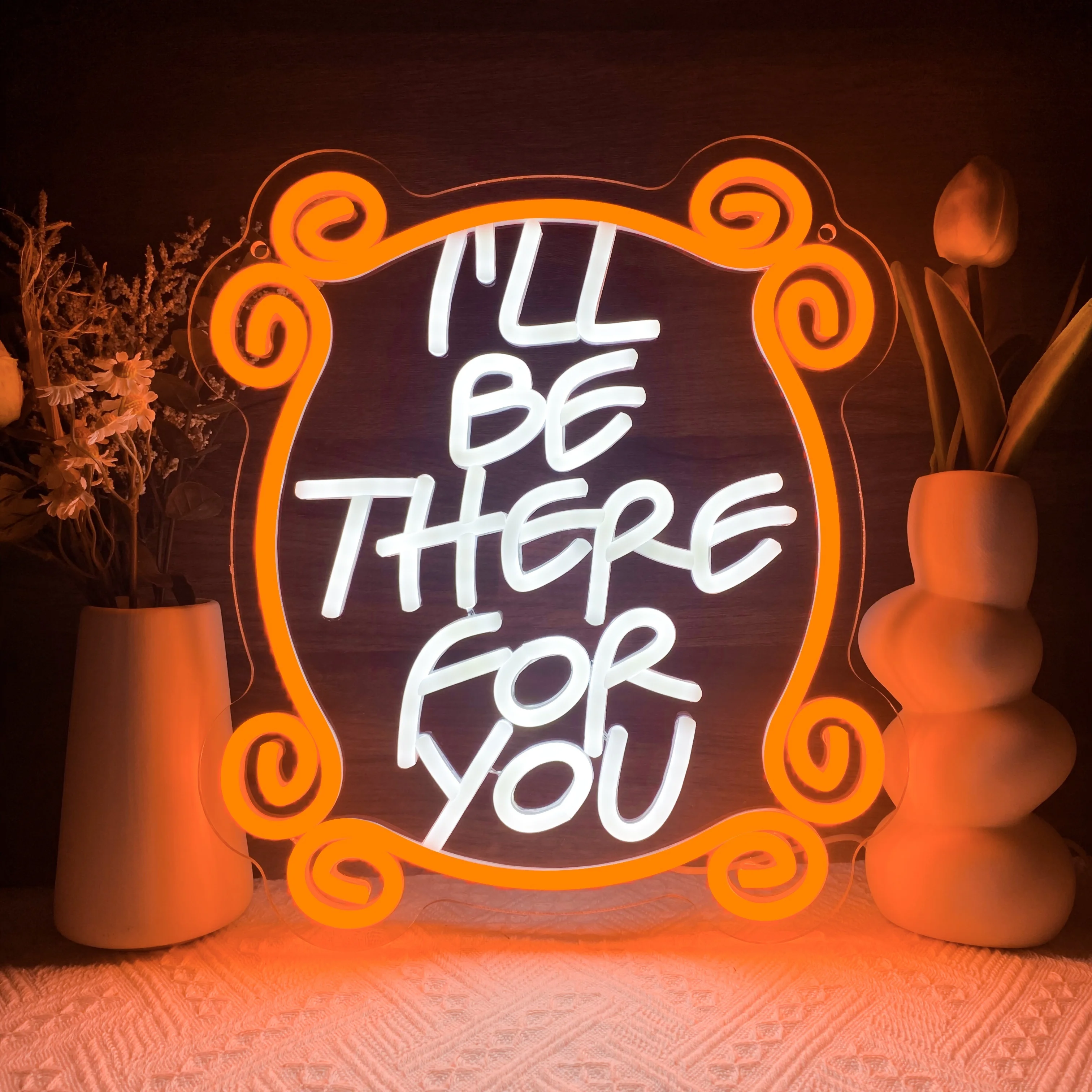 

I'll Be Here for You" Friendship Neon Sign - USB Powered LED Wall Art Perfect for Bedroom Office Living Room Friends Party Decor