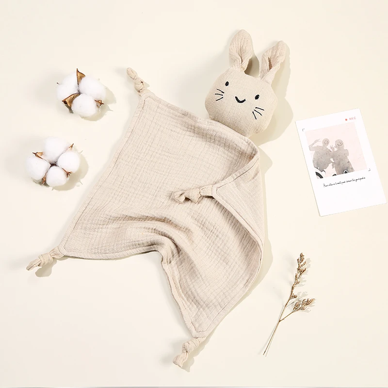 Baby Baumwolle Musselin Bequeme Decke Nette Katze Puppe Für Kleinkinder Kinder Schlaf Beschwichtigen Handtuch Kinder Kaninchen Speichel Schal – Detail 9