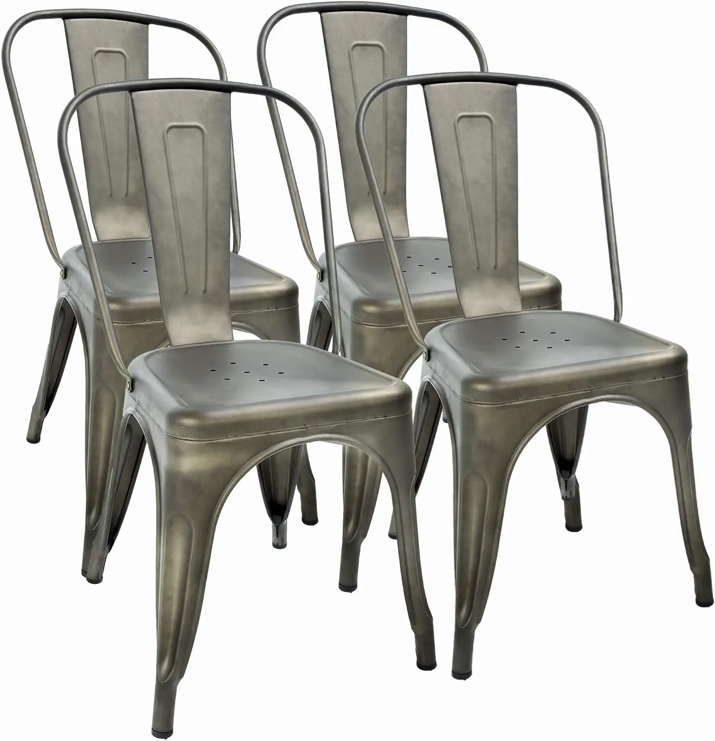 Fdw Metal Dining Chairs Set Of 4 Indoor Outdoor Patio 18 Inch Seat Height Restaurant Stackable 330Lbs Weight Capacity Kitchen