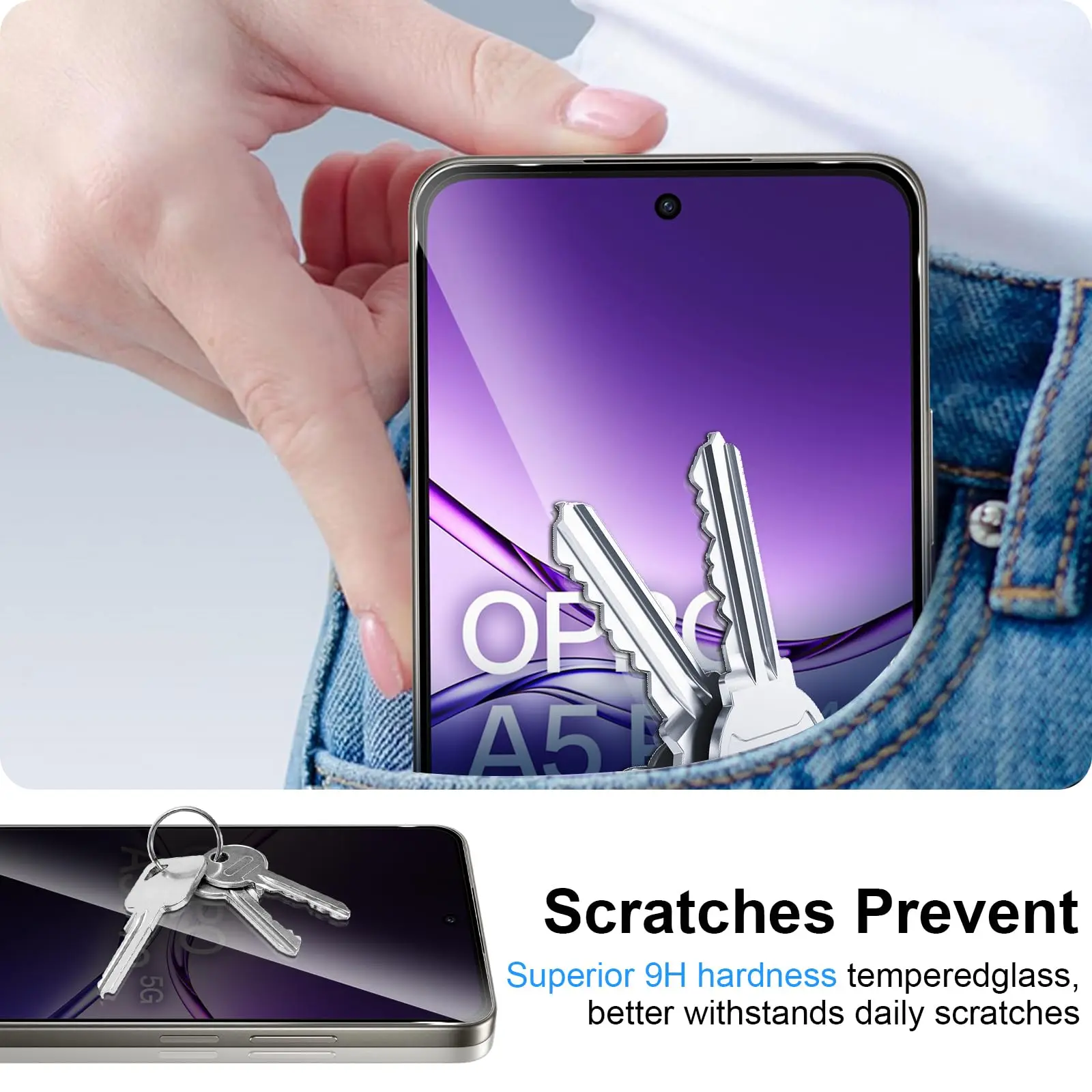 Anti-Spionage-Displayschutz für OPPO A5 Pro 4G 5G Privacy 9H gehärtetes Glas Anti-Kratz-Peep-Hülle freundlich – Detail 6