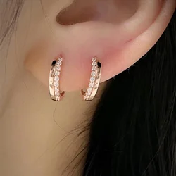 CAOSHI Versatile Luxury Women's Hoop Earrings Intersperse Bling Bling Cubic Zirconia Wedding Chic Jewelry Daily Wear Accessories