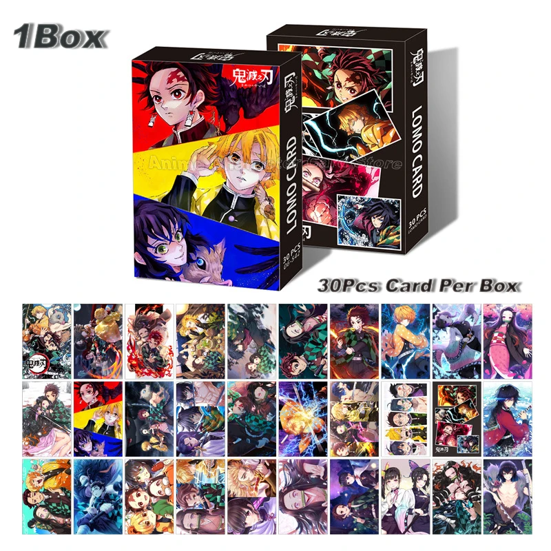 30PCS/Set LOMO Cards Anime Naruto One Piece Demon Slayer Post Card Photocards Hobby Game Collection Toys For Children Gifts