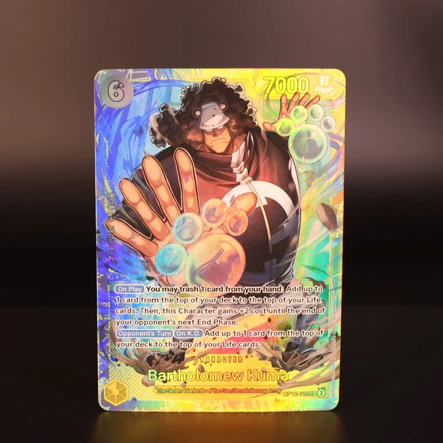 

4pcs/set ONE PIECE TCG English OP12-119 SEC Bartholomew Kuma Textured Foil Card Anime Collectible Cards OPTCG Game Toys