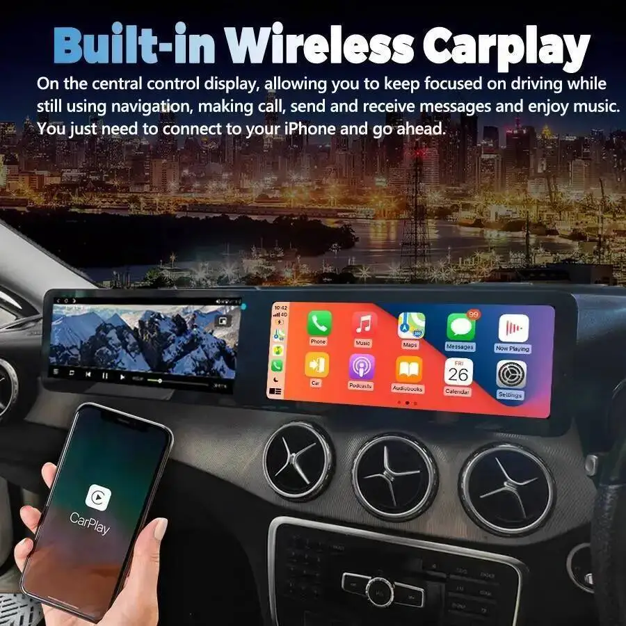 RHD Android Auto GPS Carplay For Mercedes Benz A B Class GLA CLA W245 W246 W176 X156 C117 2014-2019 Car Stereo 24.6