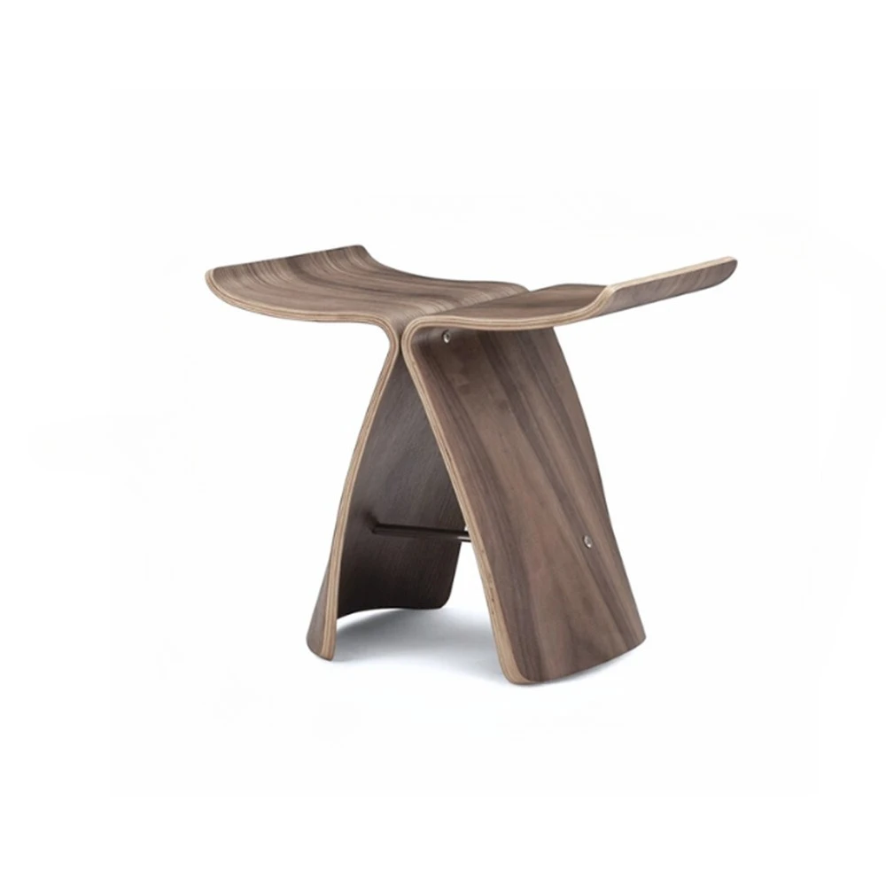 

Creative home simple curved wood low stool walnut log color solid wood