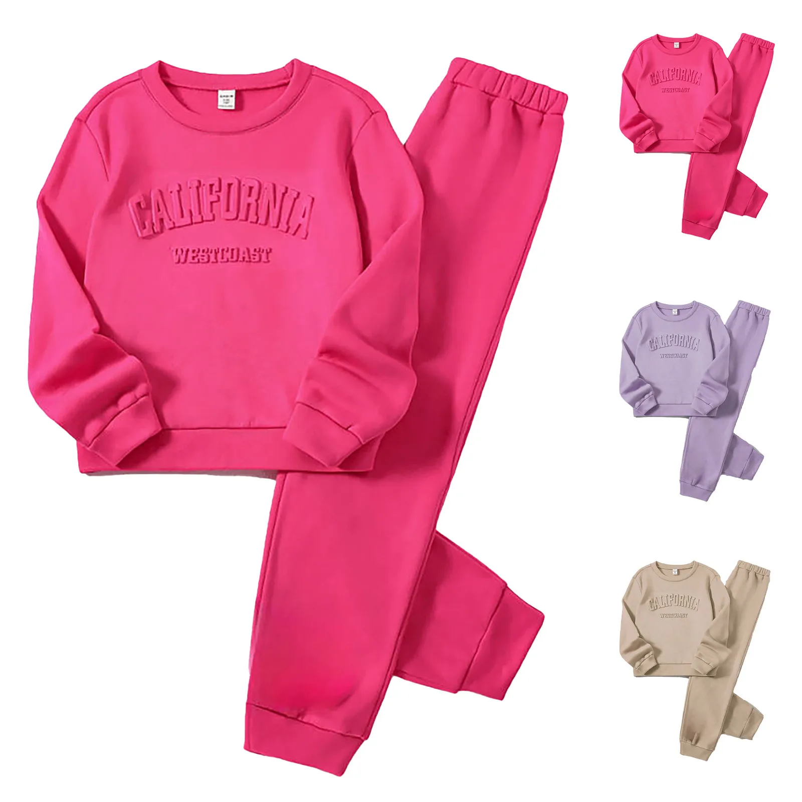 2pcs Kids Boys Girls Clothes Set Toddler Baby Solid Cotton Pullover Sweatshirt + Pants Children Long Sleeve Autumn Outfits 1-7Y