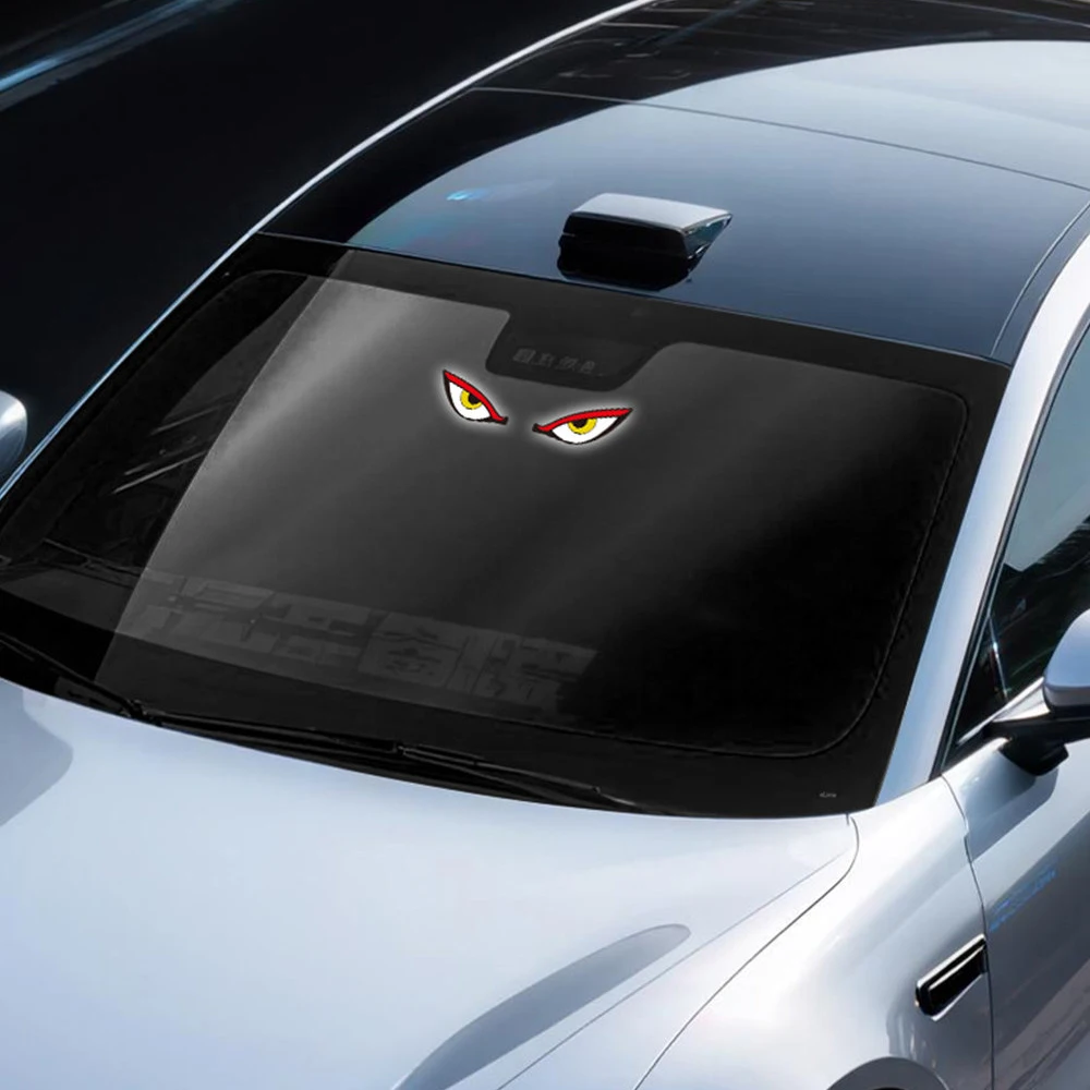 Solar Charging Devil Eye Car Warning Light LED Anti-collision Flash Lamp Auto Decor Accessory Dynamic Expression Neon Light