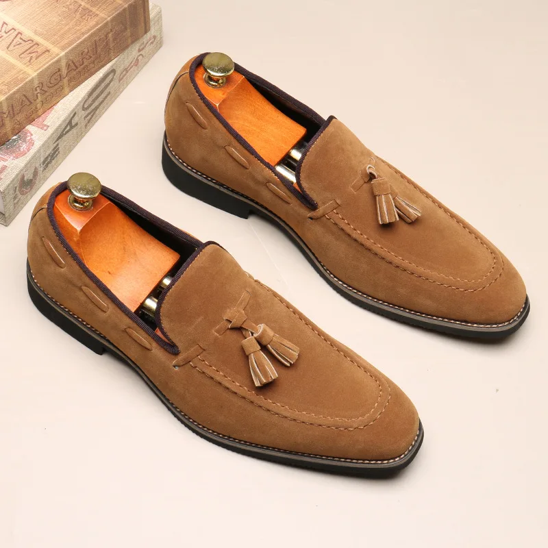 Fashion Men's Casual Shoes Suede Genuine Leather Mens Slip-on Light Comfortable Driving Loafers Moccasins Men Party Wedding Flat