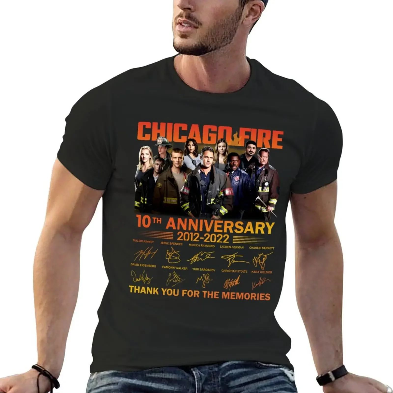 Chicago Fire 10th Anni T-Shirt Aesthetic clothing summer tops animal prinfor boys men workout shirt