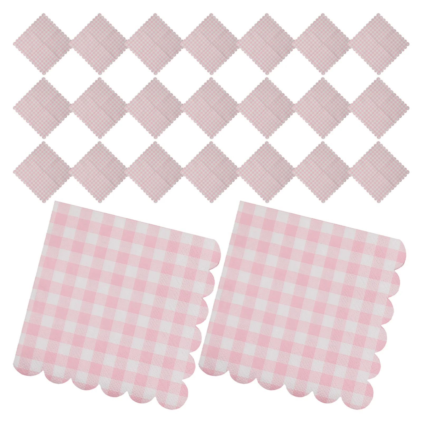 12 Servilletas de Fiesta Desechables de Papel con Diseño de Cuadros Vichy Rosa, 3 Capas Absorbentes, Elegantes para Bodas y Fiestas