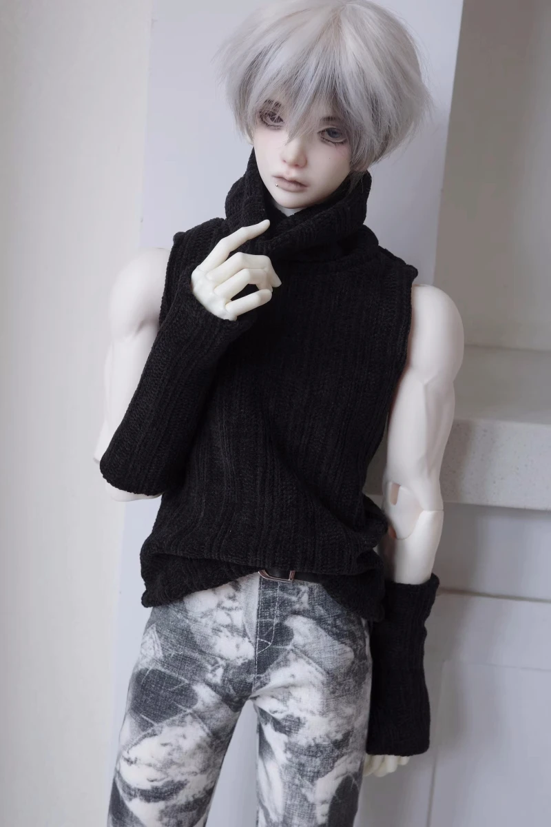 BJD เสื้อสเวตเตอร์คอเต่าแขนกุดสำหรับตุ๊กตาขนาดเท่า1/4 1/3 + เครื่องประดับสำหรับตุ๊กตา3สี