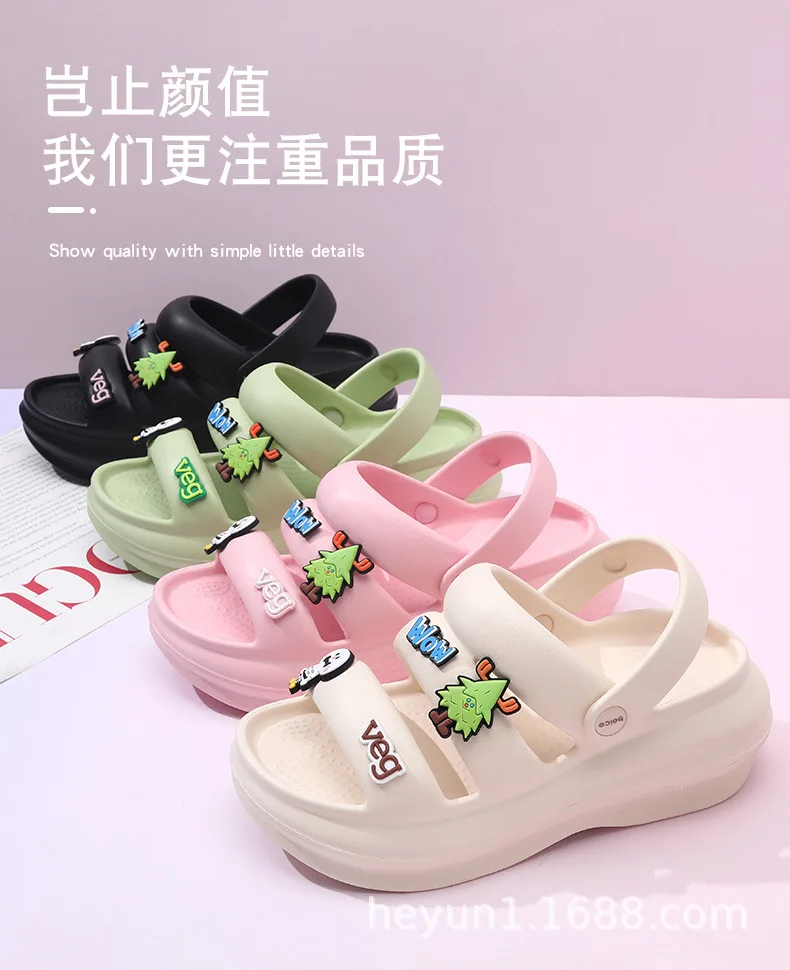 2024 new summer women\'s sandals are non-slip, heightened, thick-sole, simple, cute, and-like to wear beach slippers