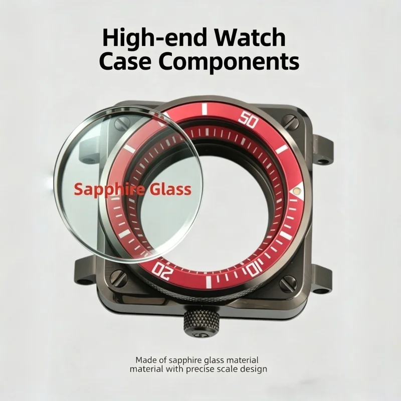 

42MM Gun Color SKX007 Square Watch Case NH35 Fits NH35 NH36 7S26 4R Japan Movement for SKX007 Pilots cockpit Replace Men Case