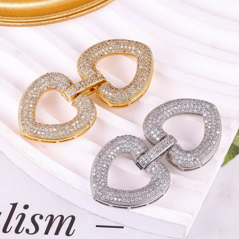 Juya DIY cobre 18K chapado en oro colgante conector sujetador Buttob cierres de bloqueo para costura perlas de piedra Natural fabricación de joyas