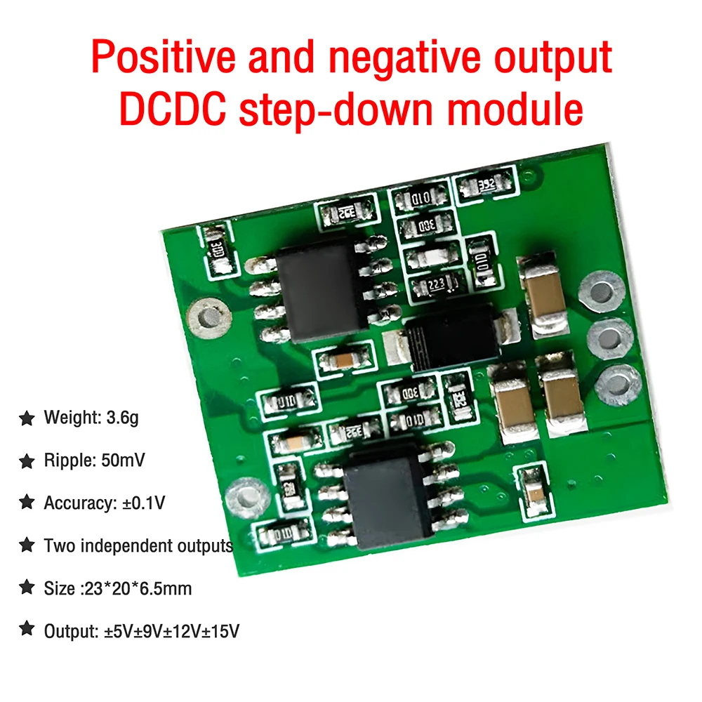 Moduł przetwornicy napięcia DC-DC Boost-Buck, podwójne wyjście napięcia dodatniego i ujemnego, DC7-28V na 5V 9V 12V 15V, przetwornica obniżająca napięcie (Buck Converter) — zdjęcie 3