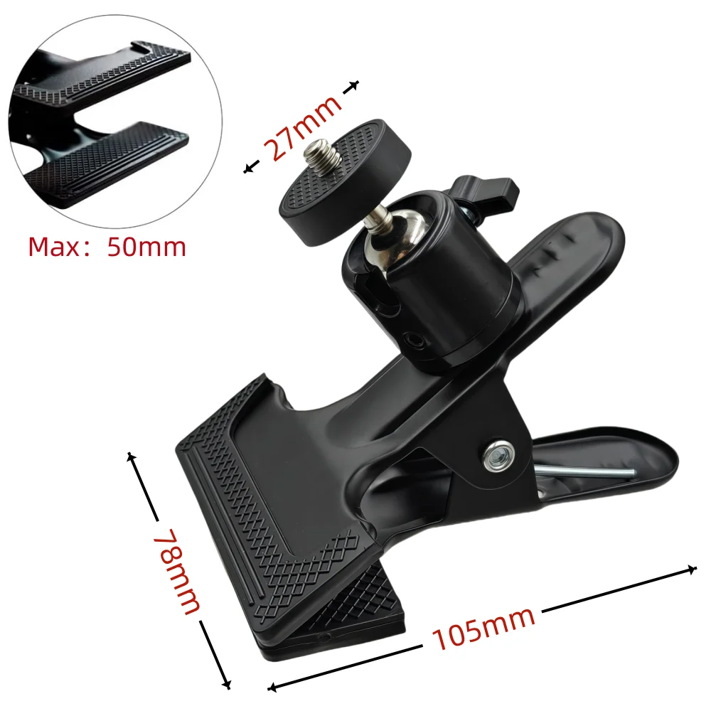 Metal Ball Head Clamp With 1/4" Screw Grip Clip Mount Camera Mobile Phone Holder Photography Accessories For Photo Studio view 2
